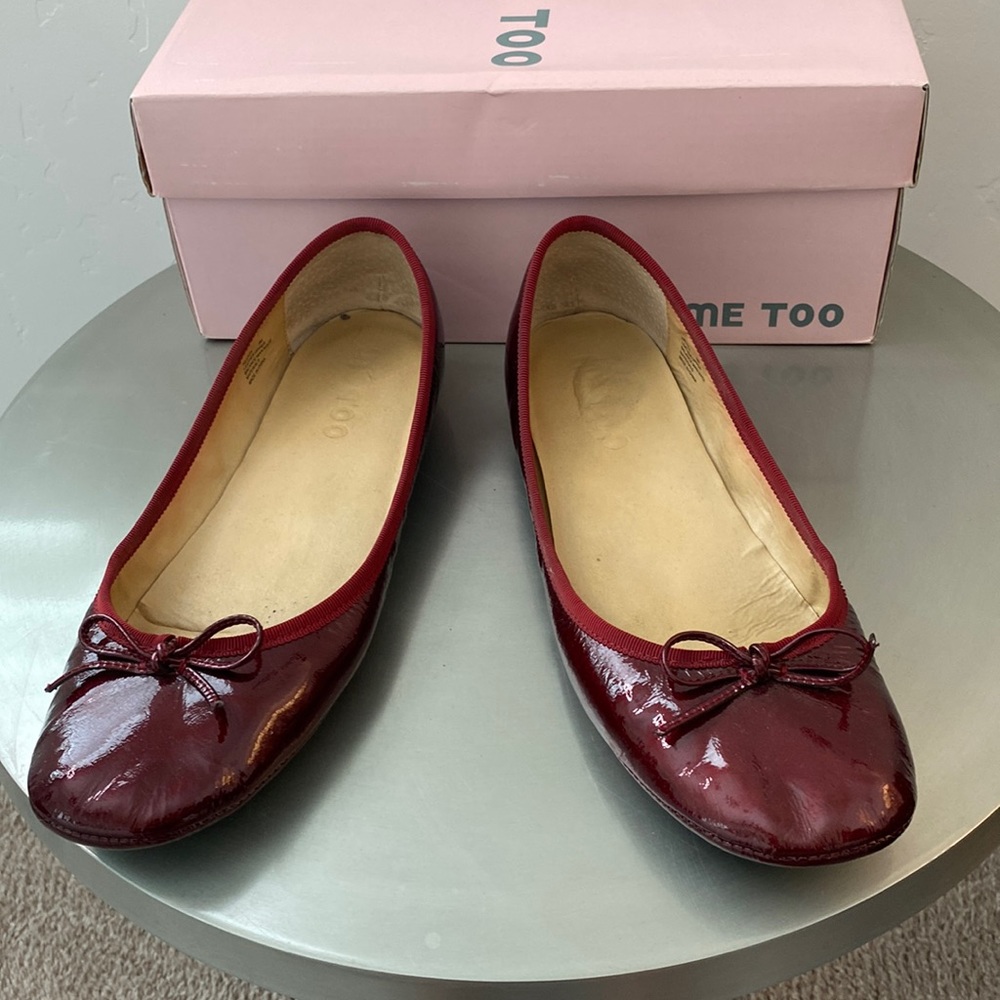 ME TOO Ruby Red Patent leather flats.
